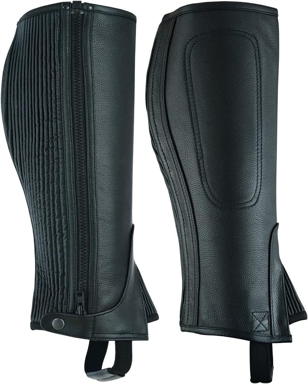 Unisex Adult Top Grain Cow Hide Leather Half Chaps Black and Brown