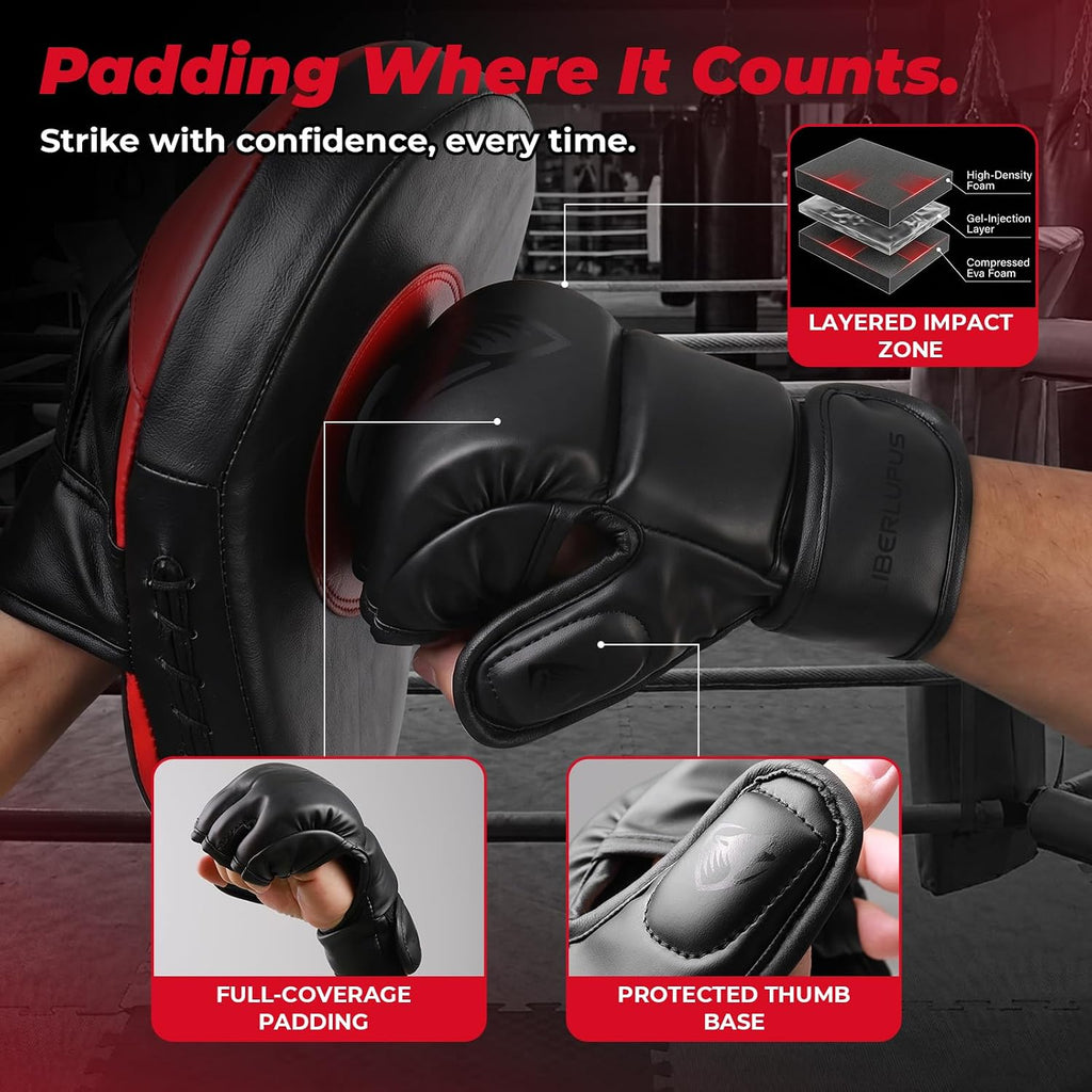MMA Gloves Sparring for Men– Open Palm Training Gloves for Grappling, Kickboxing, Muay Thai, Youth Self-Defense