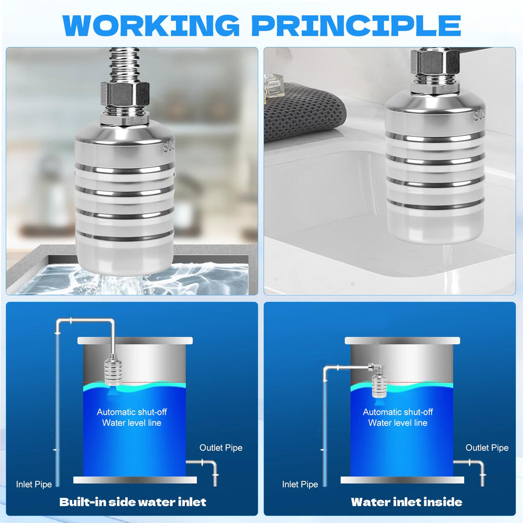 Bangzi 2PCS 304 Stainless Steel Float Valve–Automatic Water Level Control