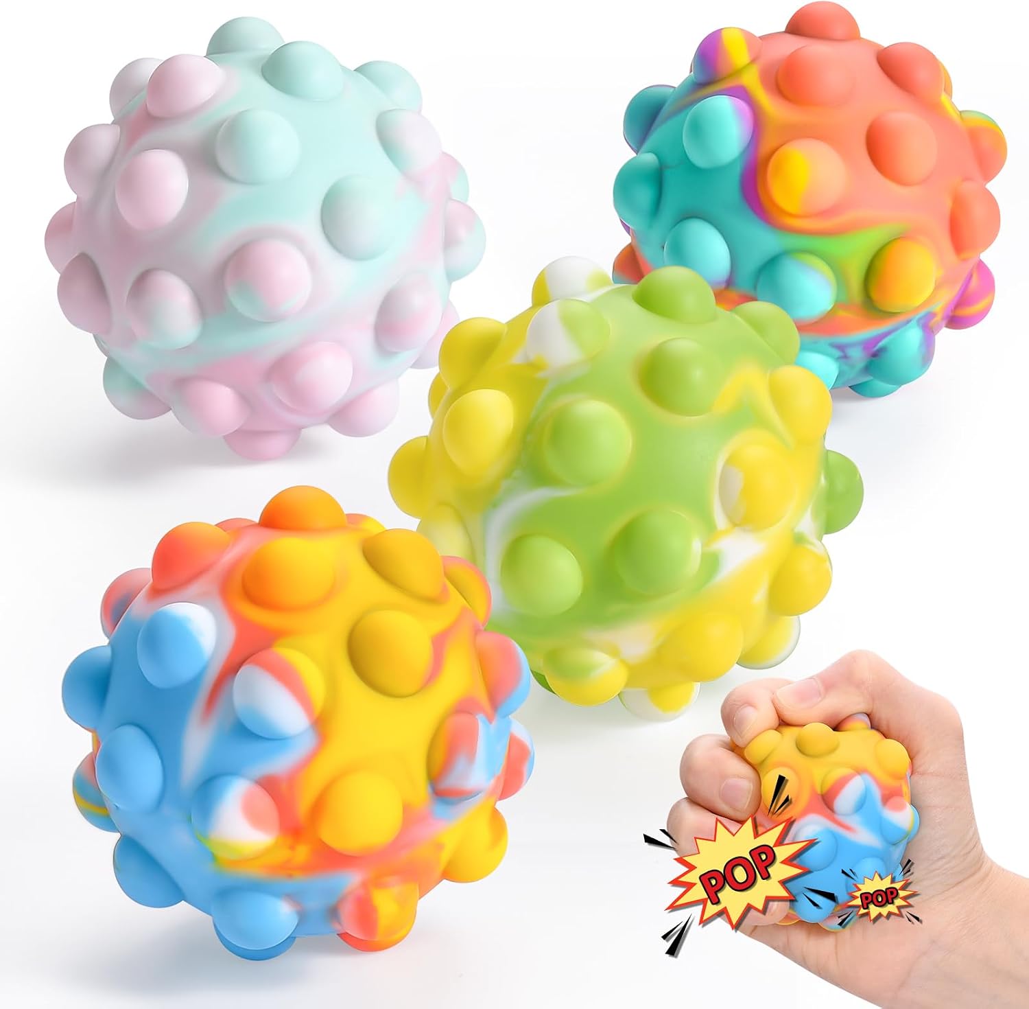 Pop It Stress Ball,Easter Basket Stuffers 3D Food-Grade Silicone,Anti-Anxiety Squeeze Sensory Toy for Kids Adults
