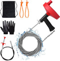 Drain Auger 33 ft, Plumbing Snake Hair Clog Remover | Drain Snake Flexible Grabber Heavy Duty Sink Cleaner Tools for