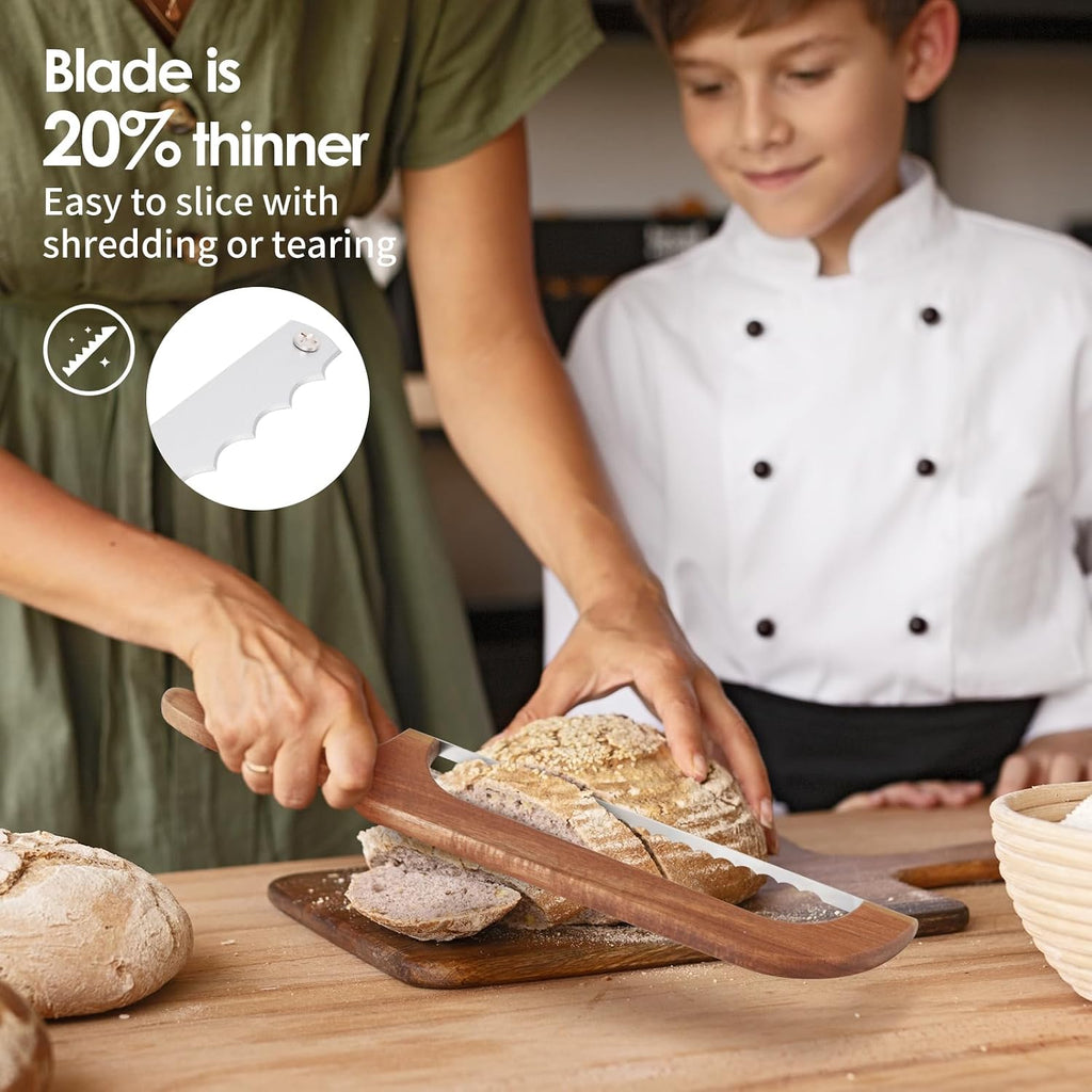 Bread Slicer for Homemade Bread, 15.7-Inch Serrated Sourdough Knife