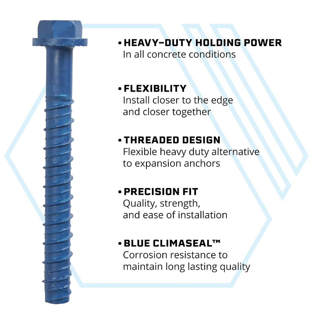 + 5/8 x 6 Heavy-Duty Hex Head Climaseal Concrete Anchors, 2 PCS