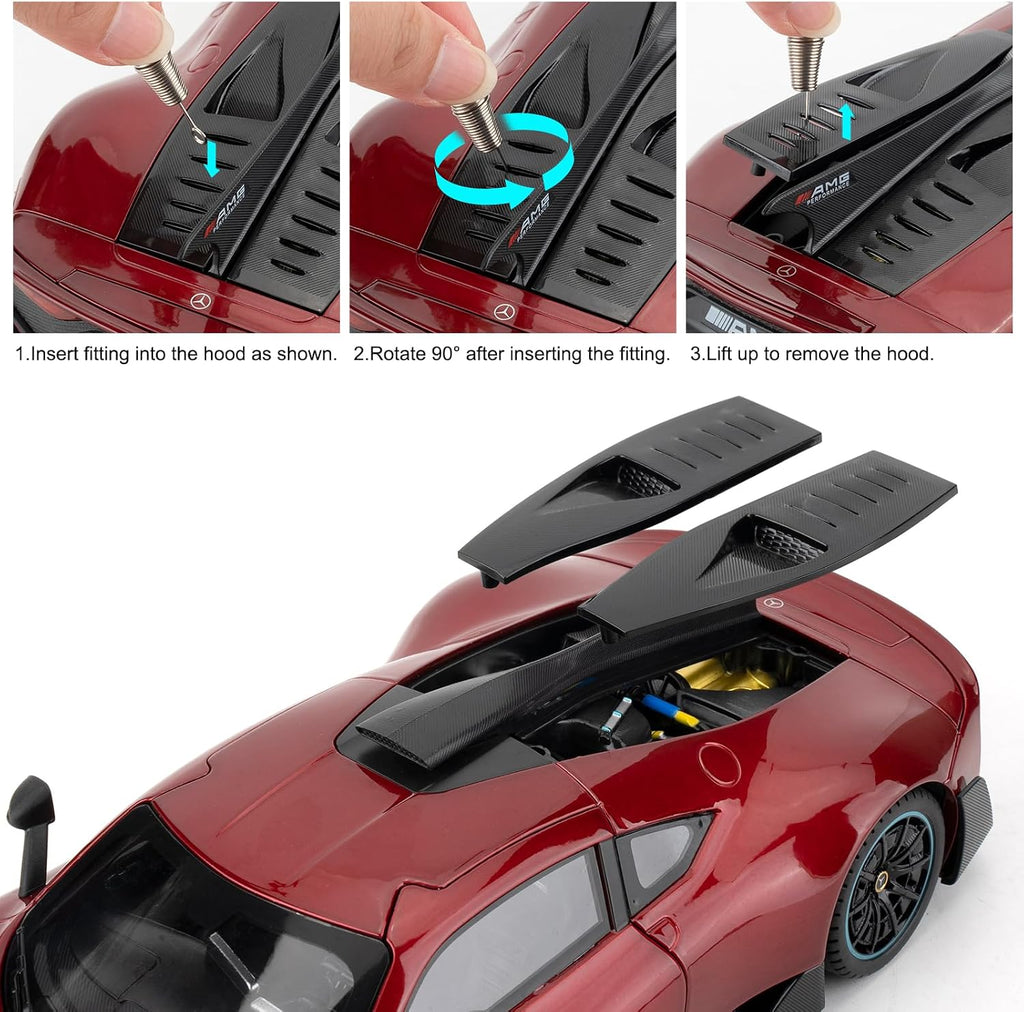 1/18 AMG ONE Die-cast Model Car, Collectible Alloy Model with Sound and Light Function and Pullback Function, Red