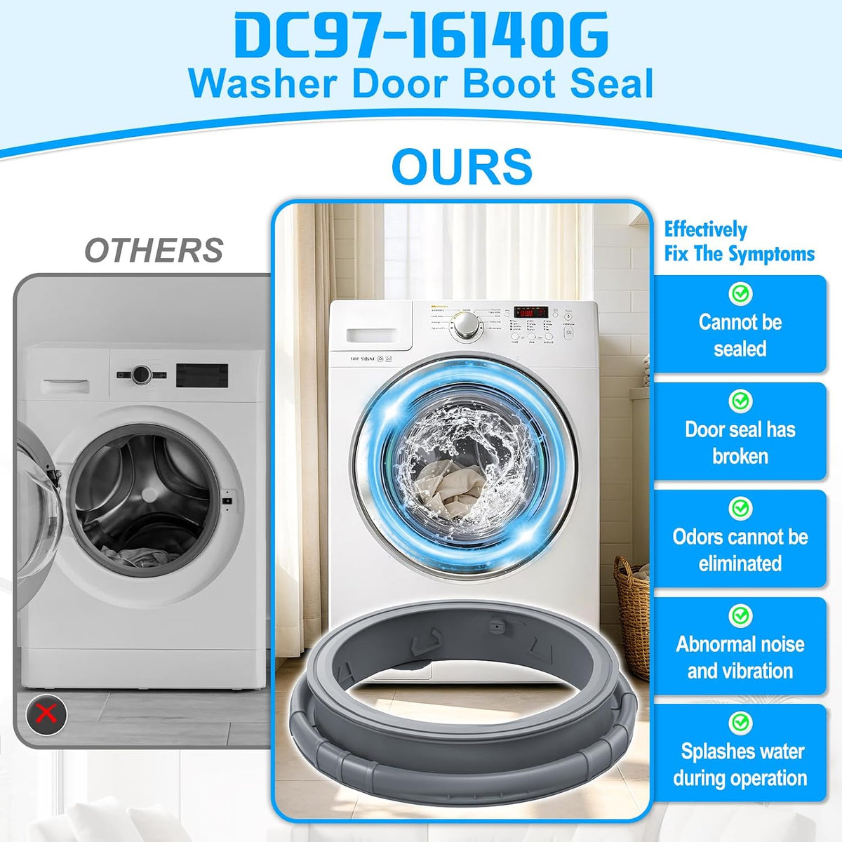 UPGRADED DC97-16140G WF45H6300 Washer Door Boot for Samsung Washer Parts