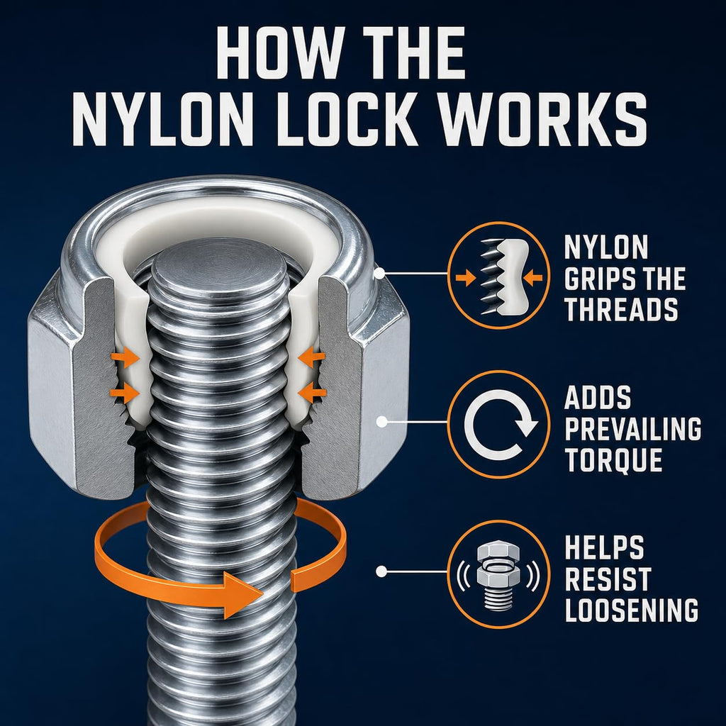 24 Pack 1/2"-13 Inch Lock Nuts,Carbon Steel Galvanized Anti-Rust Nylon Insert Locknuts,Standard Inch Thread Nylock Nuts for Bolts