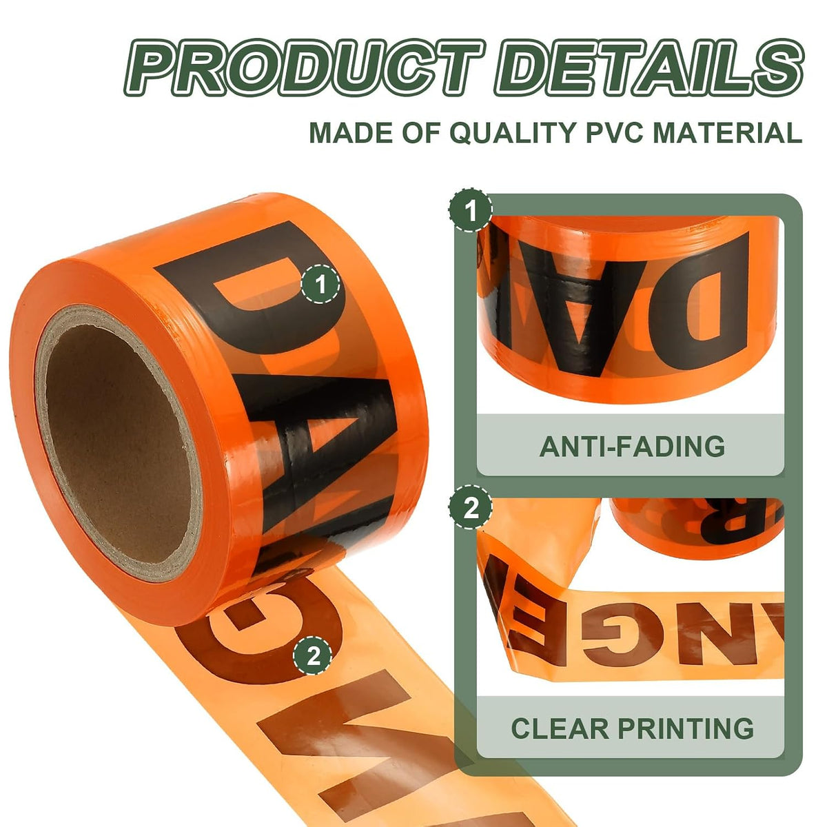 328ft x 3" Warning Tape, High-Visibility PE Floor Marking Roll Caution Tape for Flagging Construction Outdoor