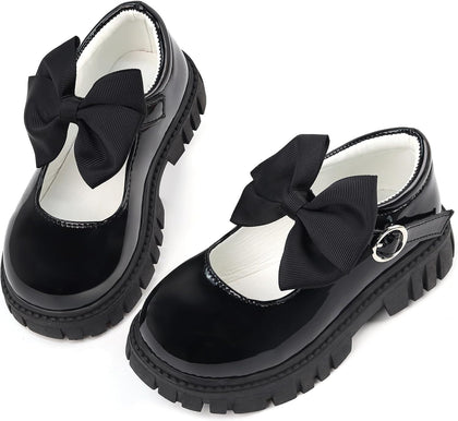 School Shoes for Girls, Black Mary Jane Flats | School Uniform, Non-Slip Sole, Round Toe, Toddler And Little Girl