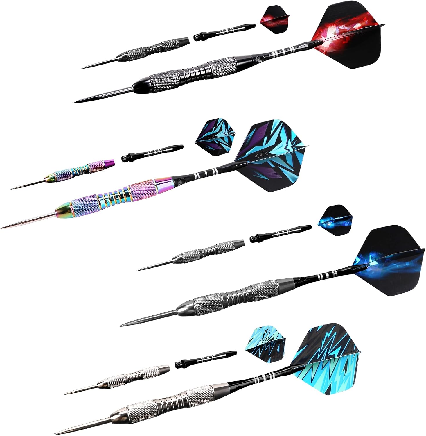 Darts Metal Tip Set Steel Tip Darts 12 pcs Set 22g with Gift Box | Darts for Dartboard with Darts Guide and Gift