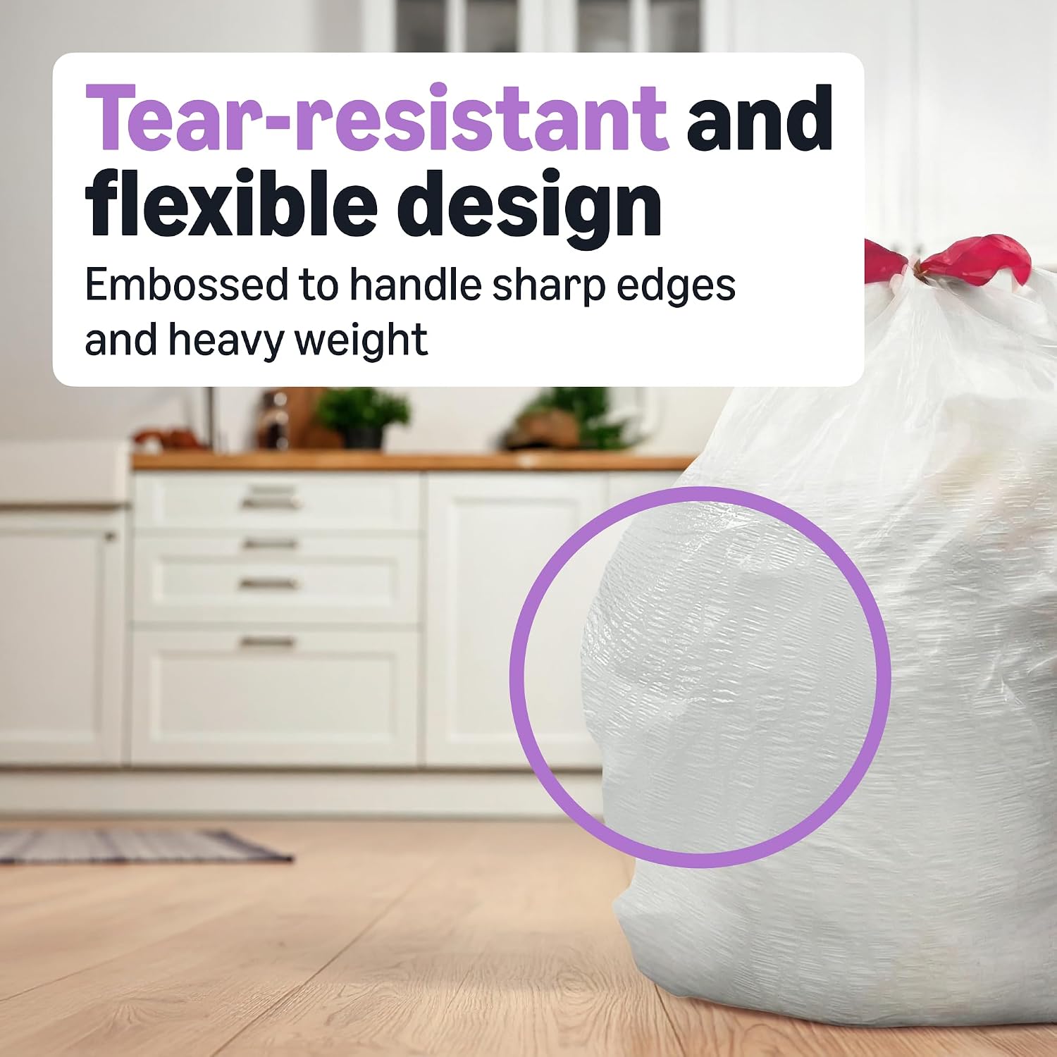 Ultra-Force Tall Kitchen Drawstring Trash Bags, Lavender Scented, 13 Gallon, 80 Count, Pack of 1, Packaging May Vary