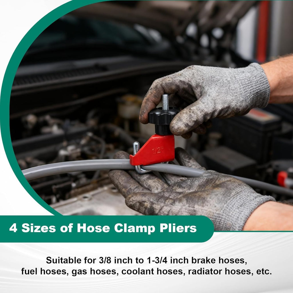 4 Piece Hose Pinch Off Pliers Flexible Hose Clamp Pliers, Brake Fuel Line Clamp Automotive without Damaging the Line