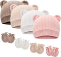 BQUBO Newborn Baby Hats Bear Ears and Mittens Sets Preemie Caps Baby Boy Girl Infant Hospital Beanie for 0-3 Months