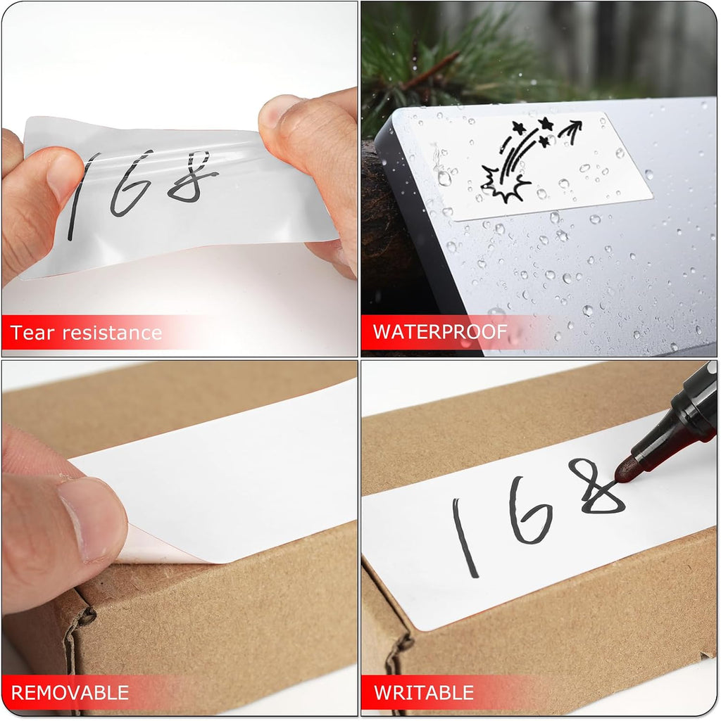 White Rectangle Labels 4" x 2" Color Coding Stickers Roll 500 Pcs