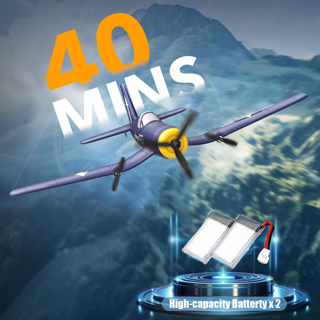 RC Plane, 3 Channel Remote Control Plane for Beginners & Adults | F4U Corsair Fighter RTF, 2.4GHz, 6-Axis Gyro