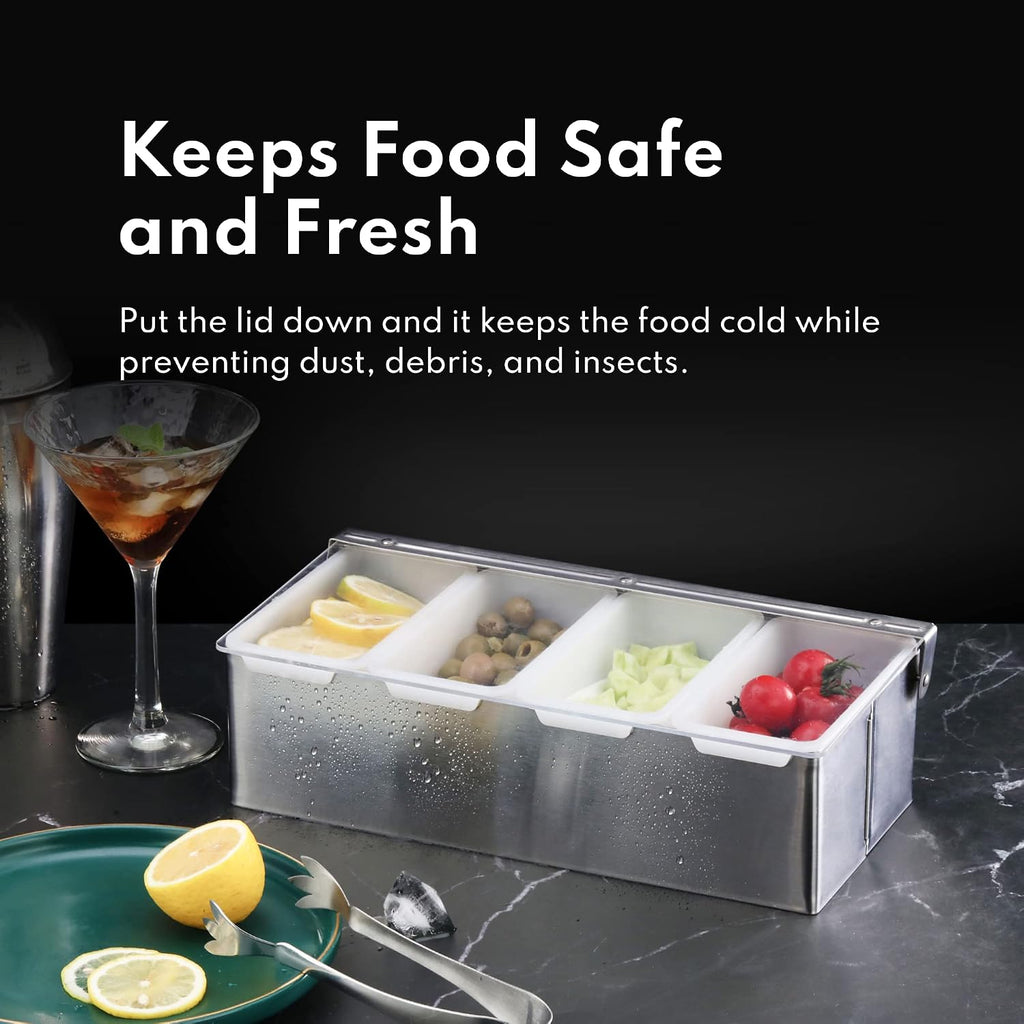 48032 Stainless Steel Condiment Dispenser with 5 Compartments (No Ice Tray)