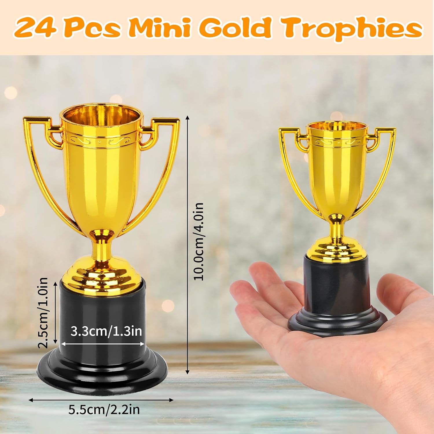 Mini Trophies, 24PCS Gold Trophy Award, Plastic Trophies 4 Inch Trophy Cups | Award Trophies for Party Favors, Props
