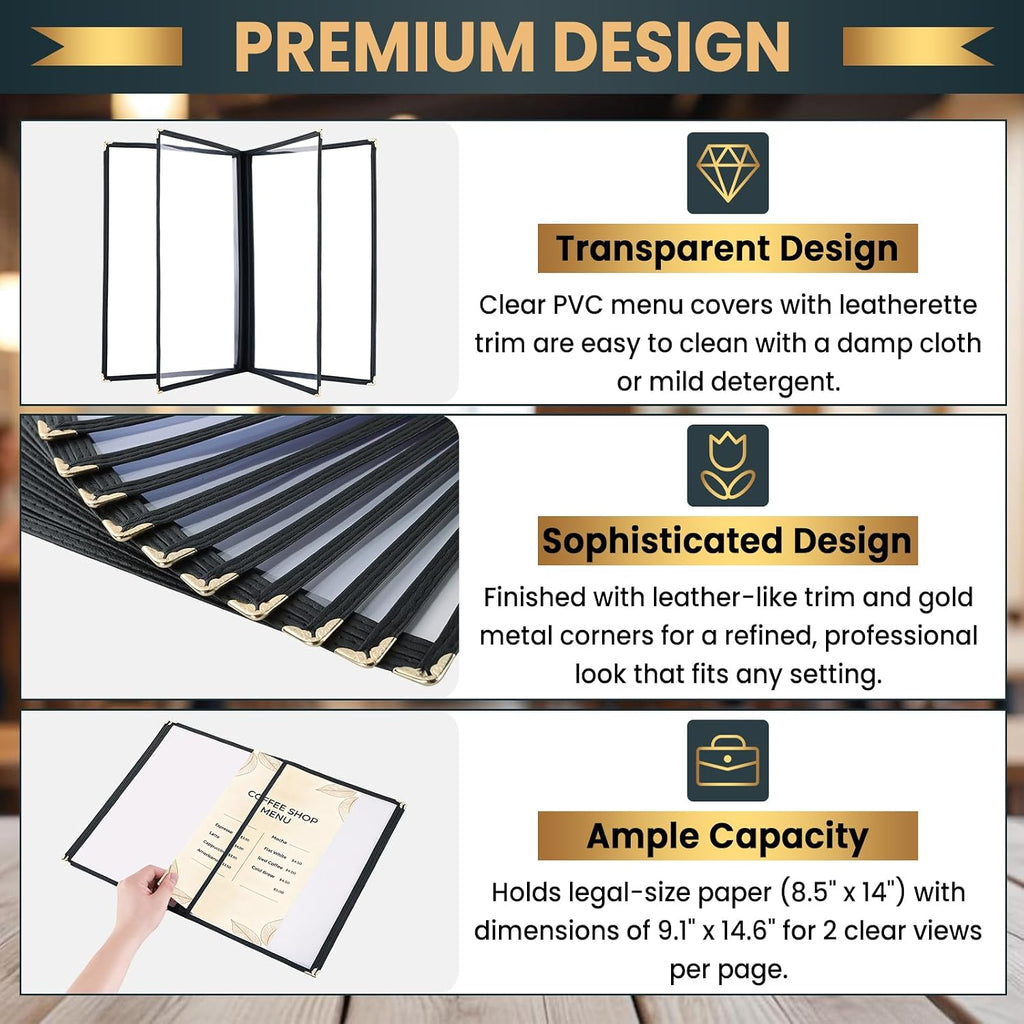 Restaurant Menu Covers 8.5 x 14, 12 Pack, 4 Page 8 View Books
