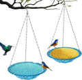 2-Pack Hanging Plastic Bird Bath and Feeder Bowls, Blue