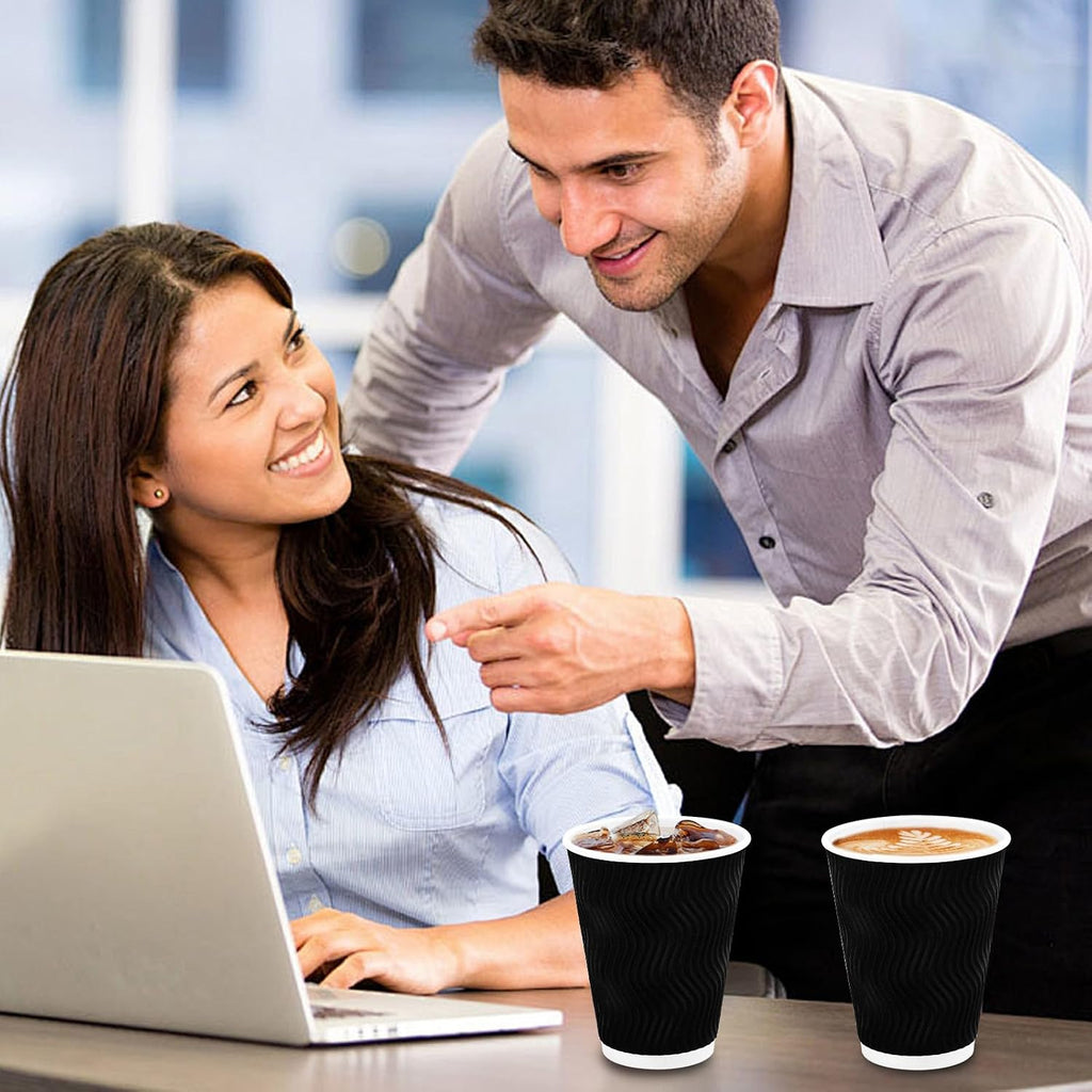 100 Pack Coffee Cups 12 oz, Disposable Paper Coffee Cups No Lids