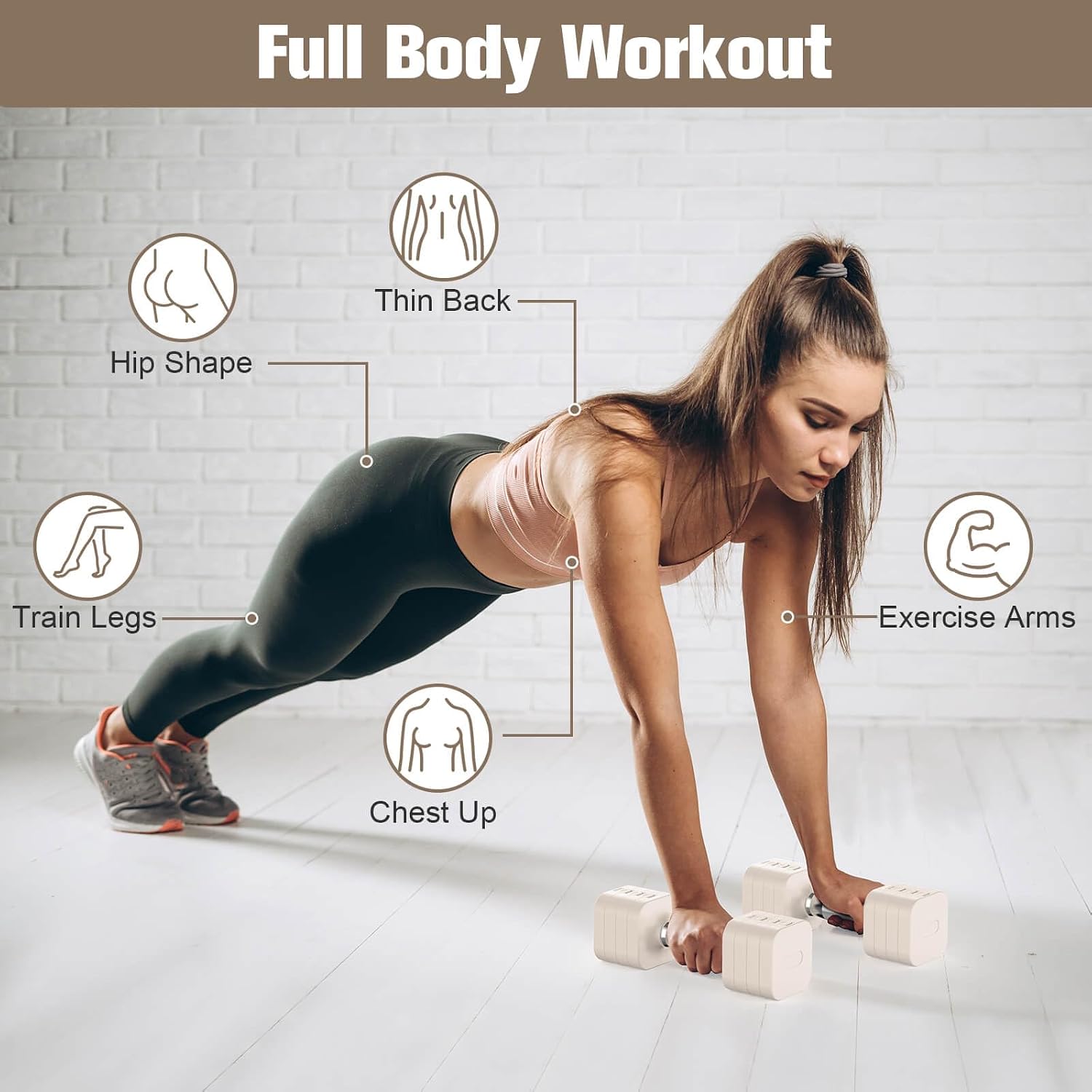 Adjustable Dumbbell Set,Adjustable Weight Dumbbells for Women/Men | 17.6LB/22LB/26.4LB/30.8LB for Choices, with