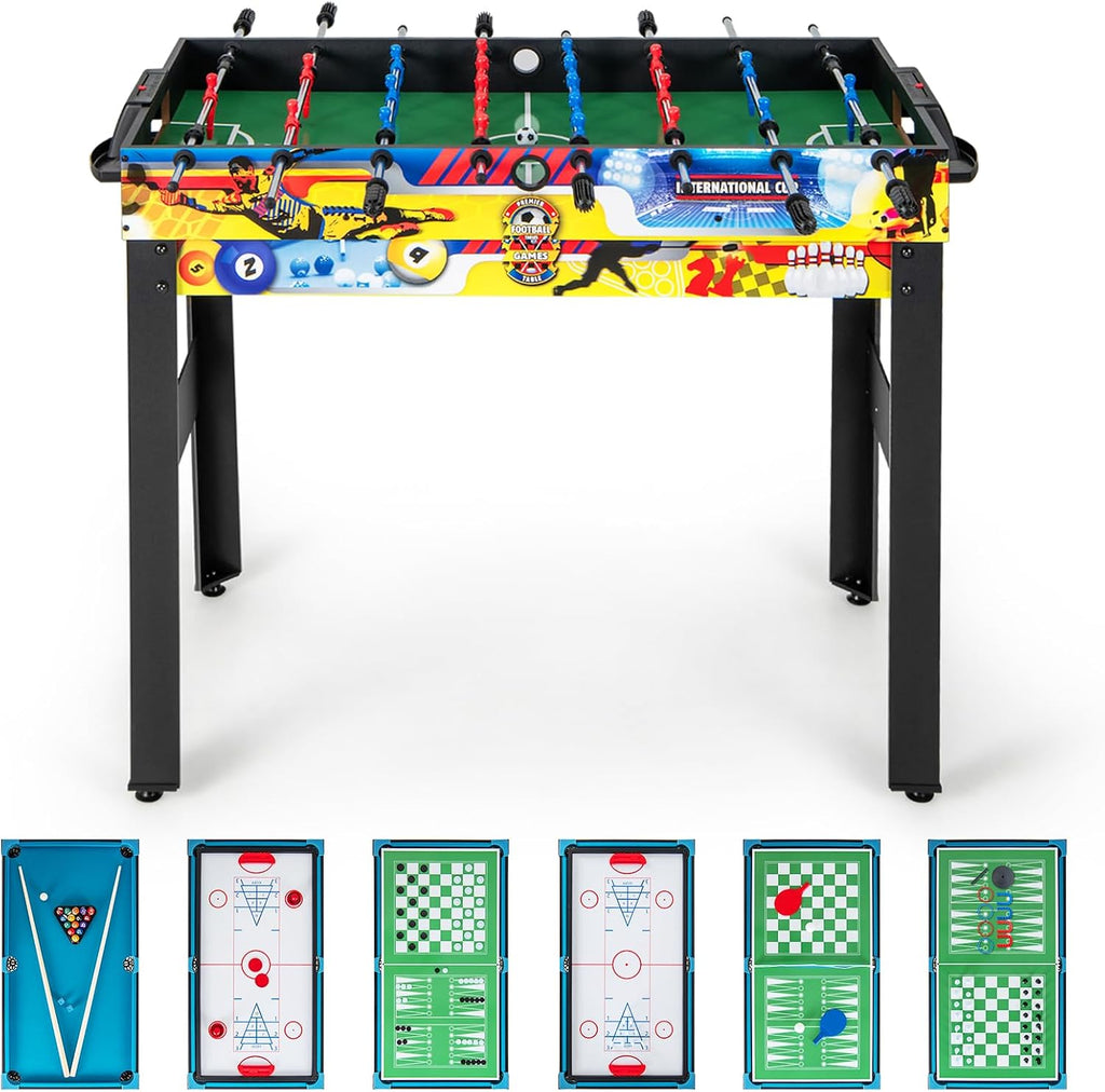 12 in 1 Multi Game Table, 48" Combo Game Table w/Billiards, Foosball, Ping Pong, Hockey, Shuffleboard, Bowling