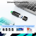 SD Card Reader USB 3.0 Micro SD Card Reader Plug and Play 5Gbps Speed SD Card Adapter for Micro SD, Micro SDHC, Micro