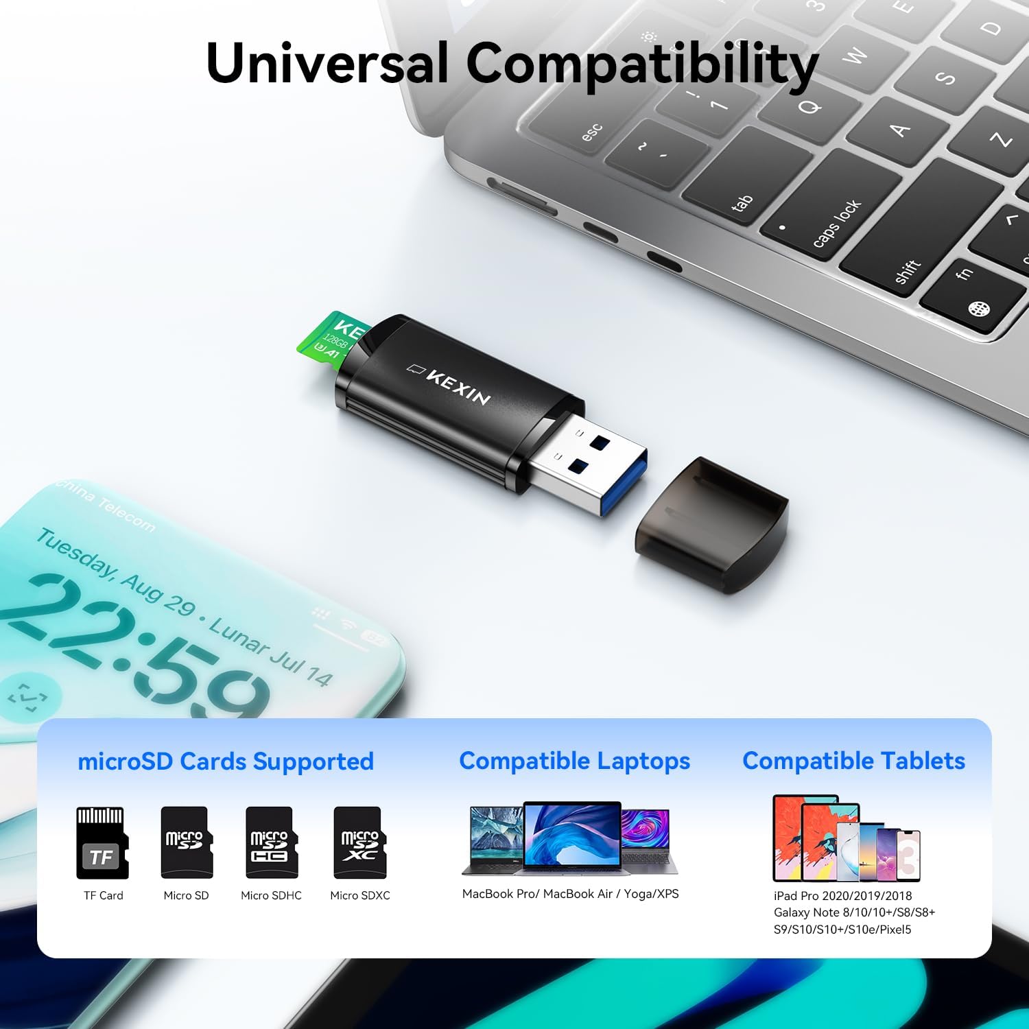 SD Card Reader USB 3.0 Micro SD Card Reader Plug and Play 5Gbps Speed SD Card Adapter for Micro SD, Micro SDHC, Micro