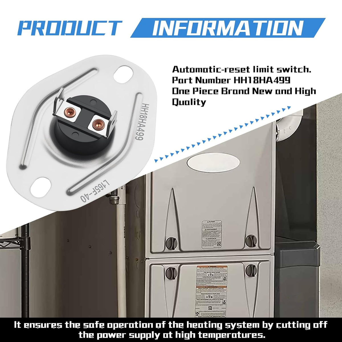 HH18HA499 Furnace Automatic-Reset High-Limit Switch L165-40 for Carrier