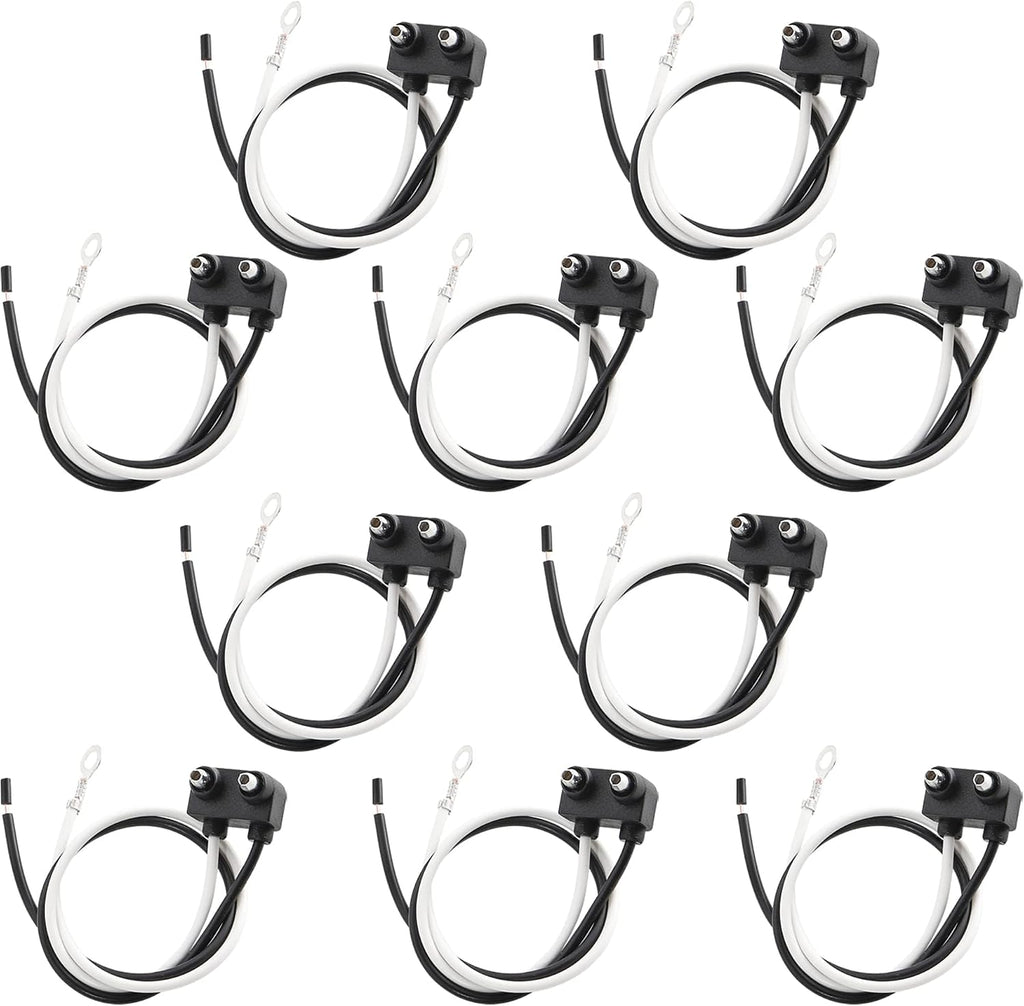 10PCS Truck Trailer 2 Wire Pigtail Harness 8.5" Long, Right Angle 2 Pin Trailer Light Connector Fits with 2" and 2.5"