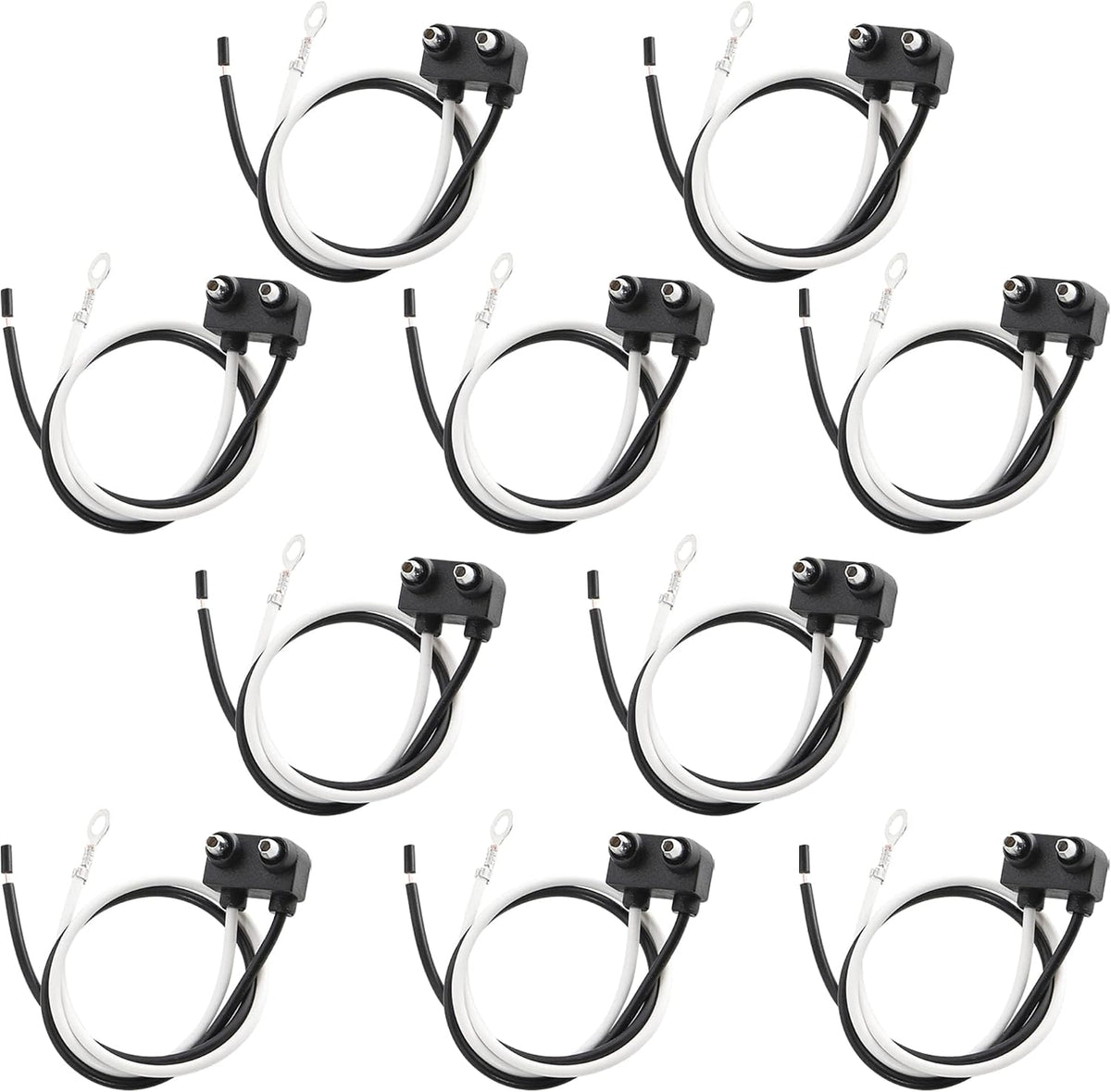 10PCS Truck Trailer 2 Wire Pigtail Harness 8.5" Long, Right Angle 2 Pin Trailer Light Connector Fits with 2" and 2.5"