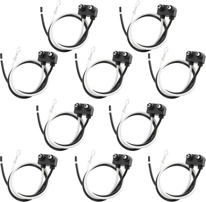 10PCS Truck Trailer 2 Wire Pigtail Harness 8.5" Long, Right Angle 2 Pin Trailer Light Connector Fits with 2" and 2.5"