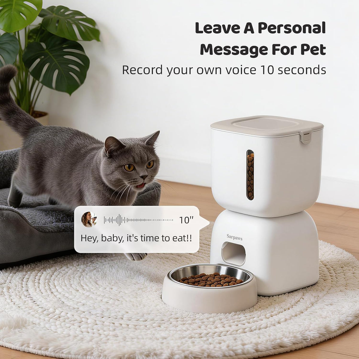 WiFi Automatic Cat Feeder and Water Fountain Set, App Control Smart Pet Food Dispenser with 304 Stainless Steel Bowl