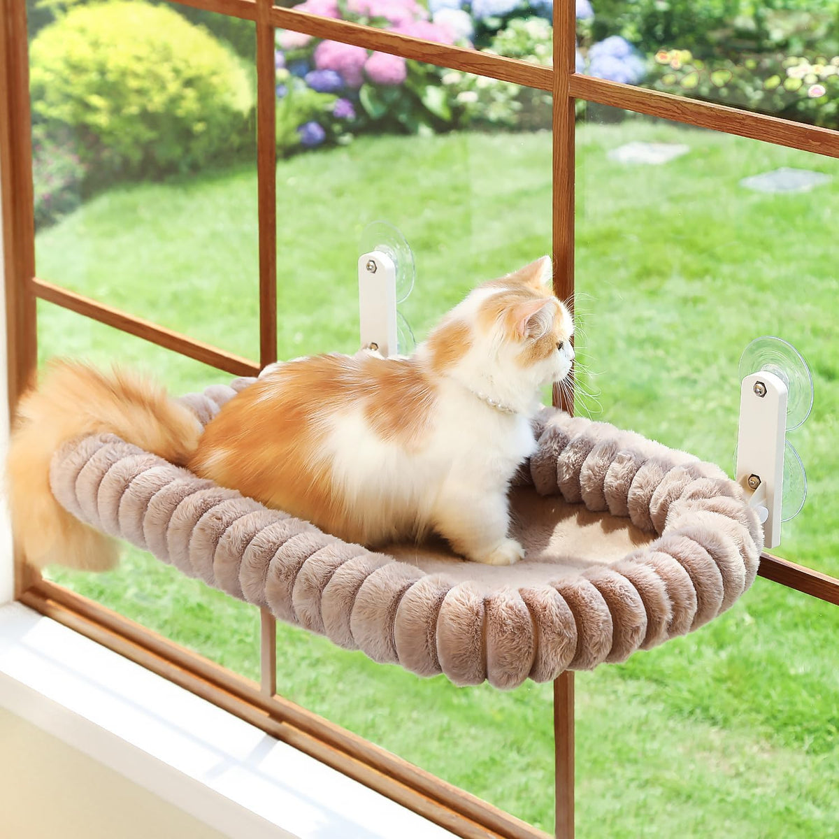 SnugCloud Foldable Cat Window Perch (Brown, L)