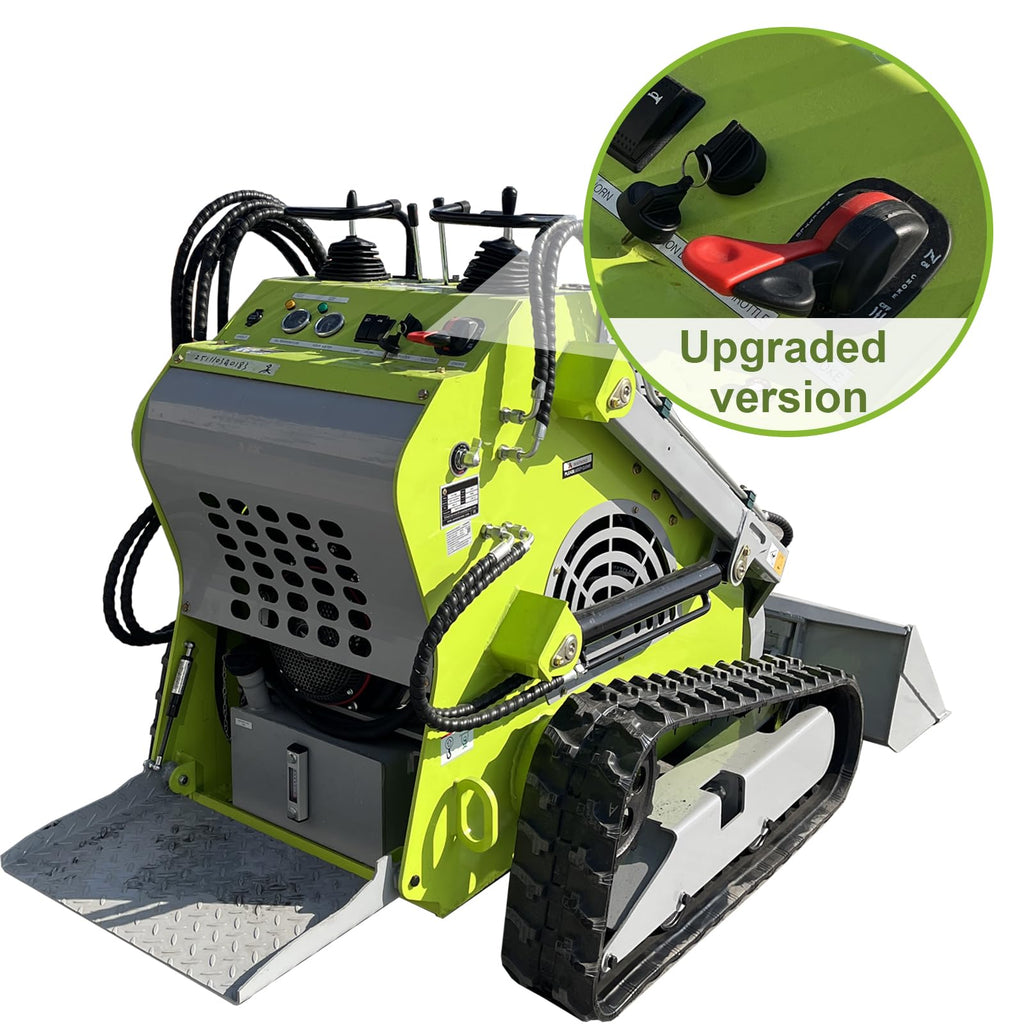Mini Triangular Track Skid Steer Loader T460P with 43.8 inch Bucket, 23HP Multifunction Stand-On Crawler Skid Steer