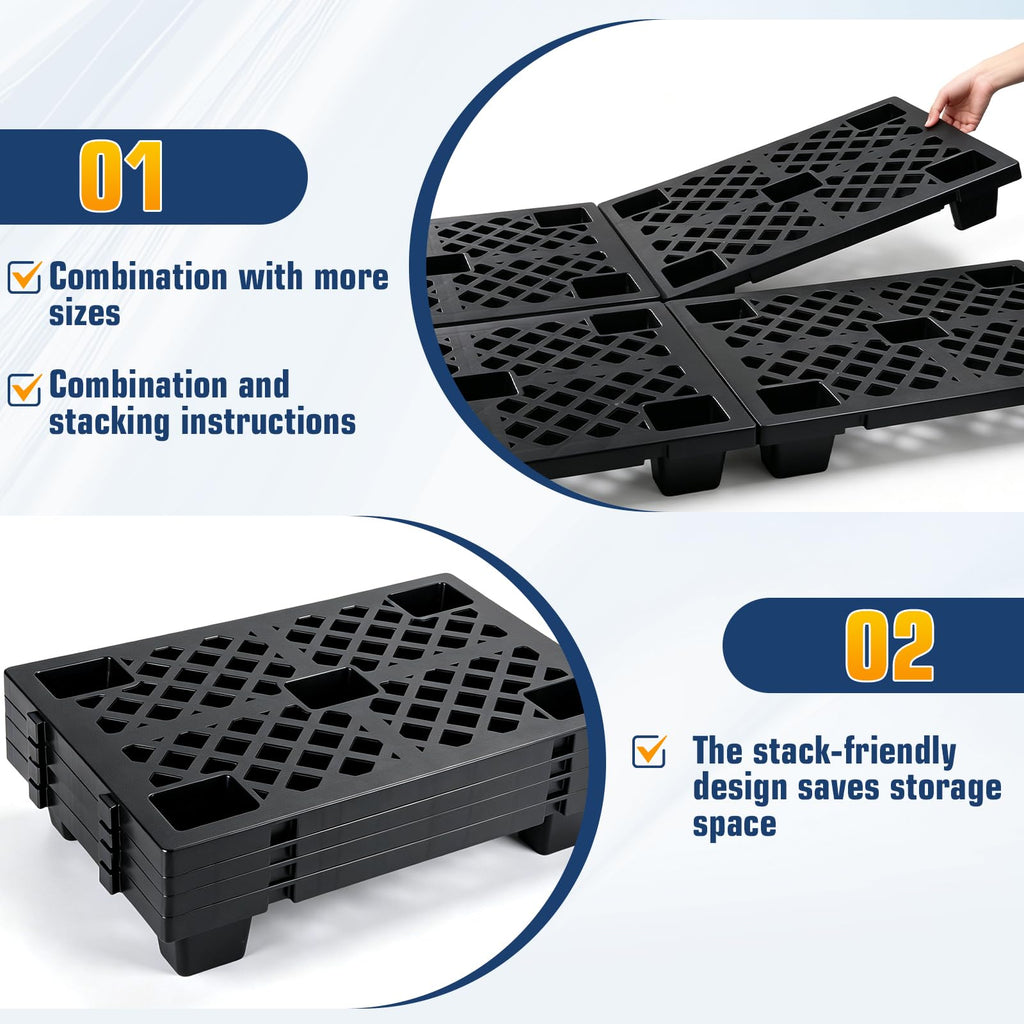12 Pcs Plastic Pallets for Basement Storage Support up to 1800 Lbs