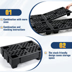 12 Pcs Plastic Pallets for Basement Storage Support up to 1800 Lbs