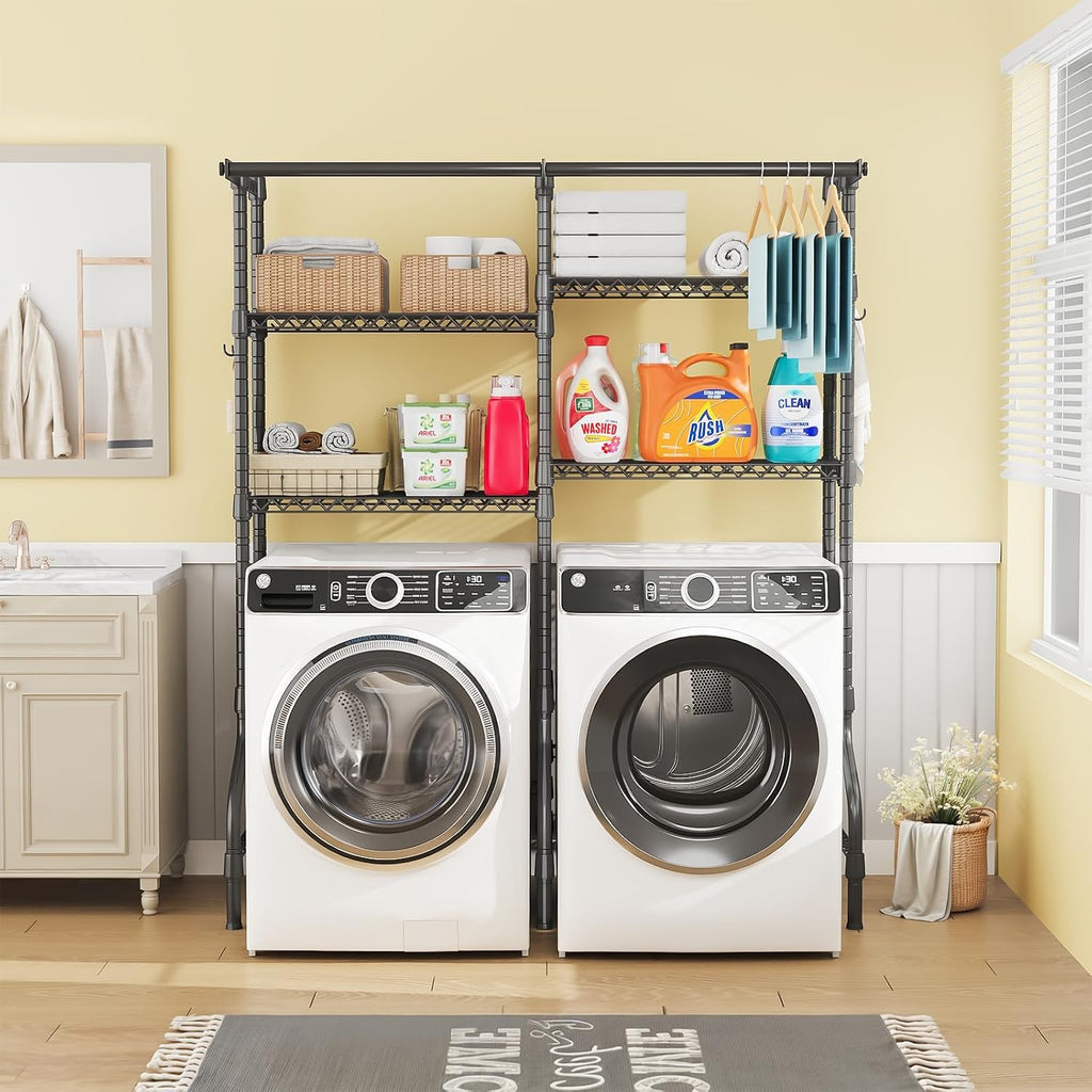 U14 Medium Over the Washer and Dryer Shelves, 4 Tiers Laundry Room Storage and Organizer System, Space Saving Clothes