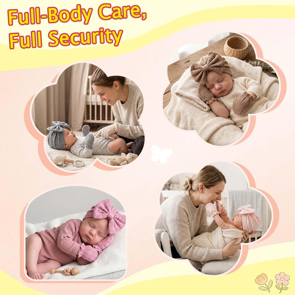 8 Sets Newborn Baby Girl Bow Hats and Mittens Turban Beanies 0-3M
