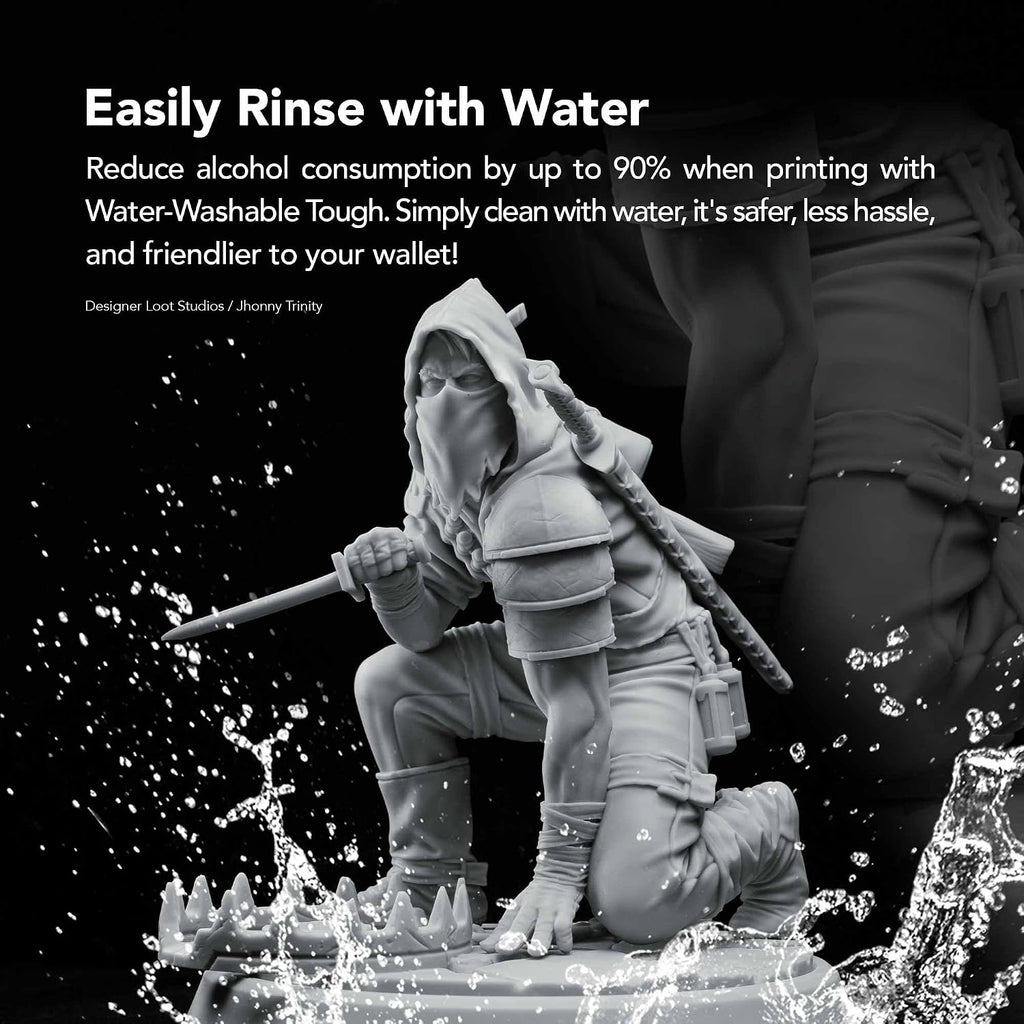 3D Printer Water-Washable Rapid Resin [Tough Gray], 405nm LCD UV-Curing Photopolymer Resin, Strong Impact Resistance