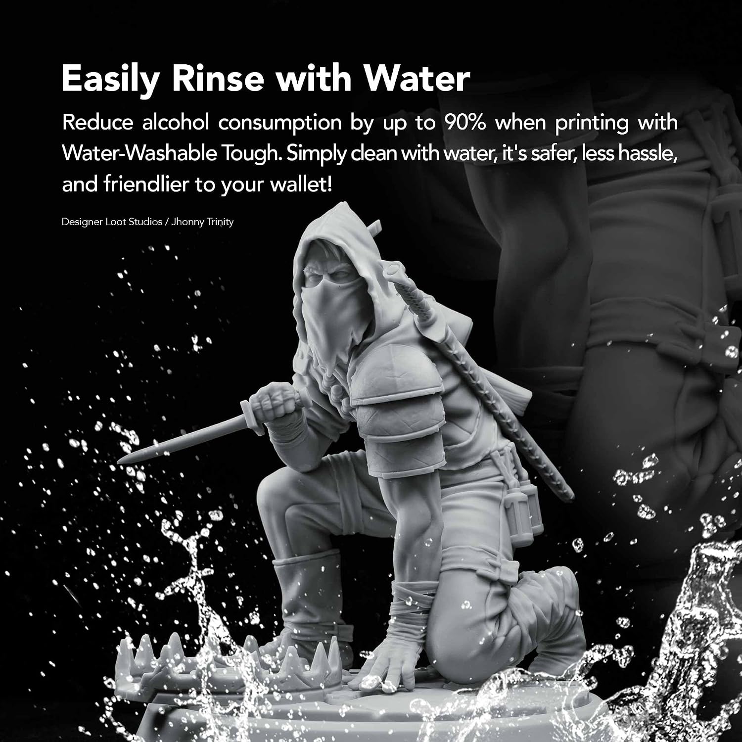 3D Printer Water-Washable Rapid Resin [Tough Gray], 405nm LCD UV-Curing Photopolymer Resin, Strong Impact Resistance