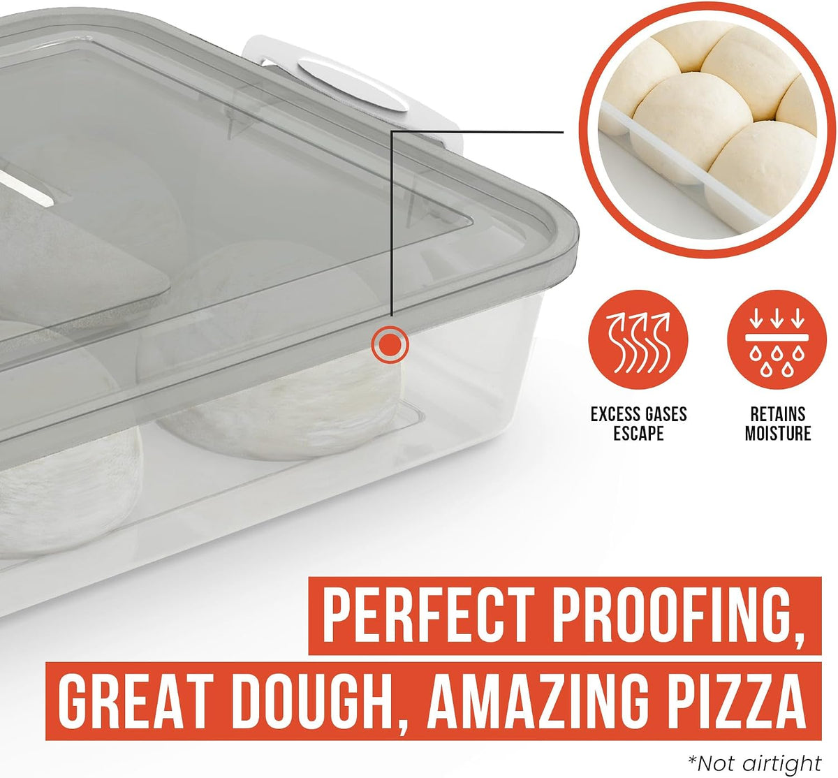Pizza Dough Proofing Box 14x11 Dough Container Grey 2-Pack