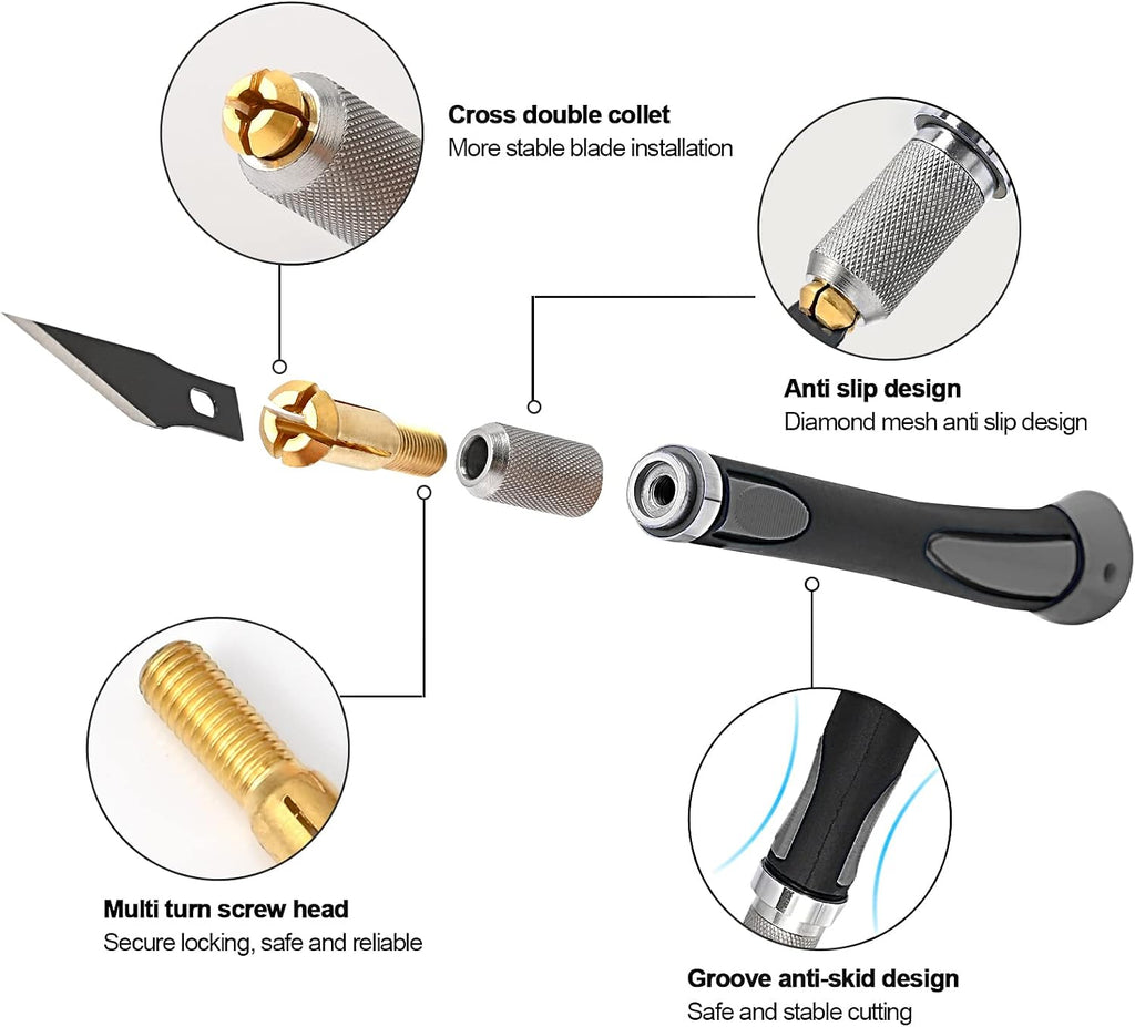 Precision Hobby Knife Set Utility Craft Knife Kit with 10PCS Blades for Art, Working-Stencil, Scoring, Scrapbooking