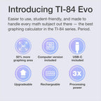 TI-84 Evo Graphing Calculator Texas Instruments, Raspberry | Intuitive Icon-based Homescreen, USB-C Charging, Python
