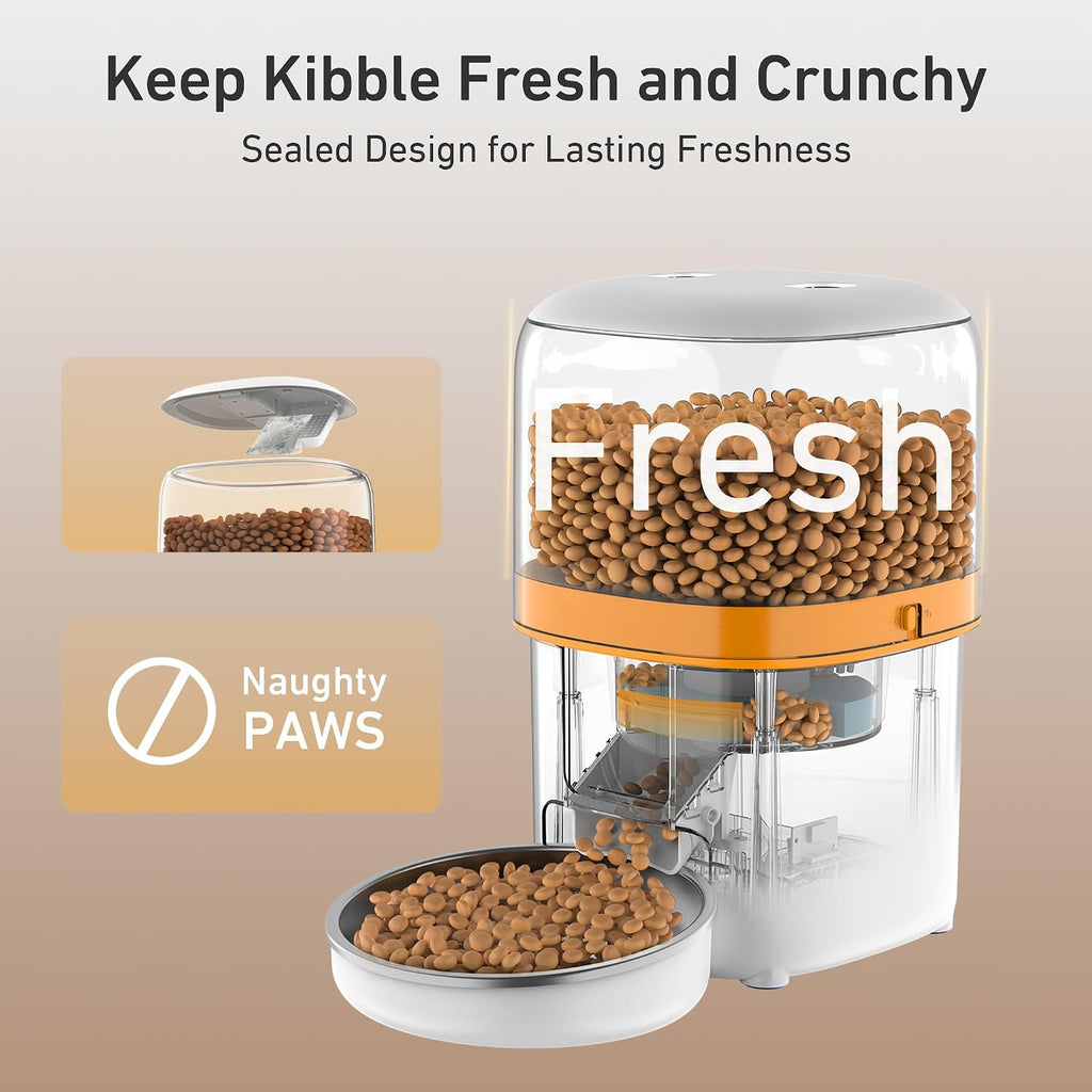 Automatic Cat Feeder, 3L Cat Food Dispenser with Anti-Jam Design, Over 180-day Battery Life, 1-6 Meals Per Day with