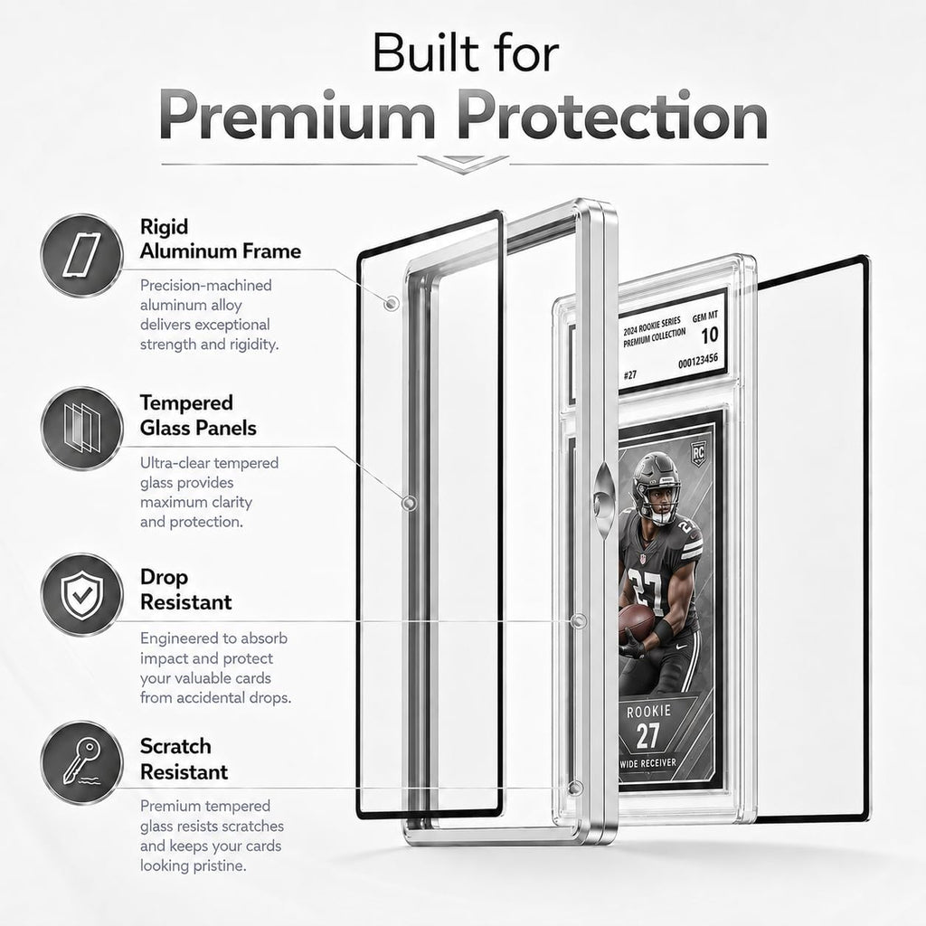 Slab Guard Fits PSA Slab, Magnetic Graded Card Case with UV Glass, Silver