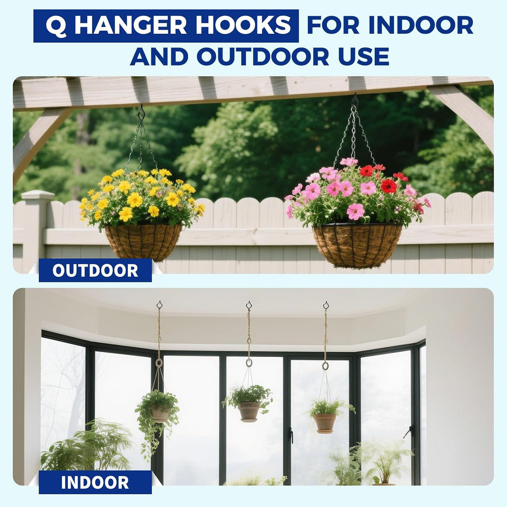 Q Hanger Hooks, 2.2 Inch Metal Screw Hook with Buckle, Black, 20 Pcs