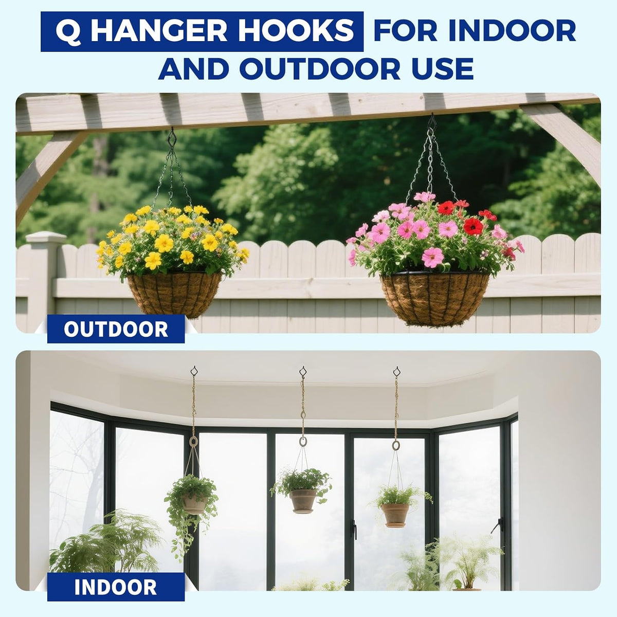 Q Hanger Hooks, 2.2 Inch Metal Screw Hook with Buckle, Black, 20 Pcs