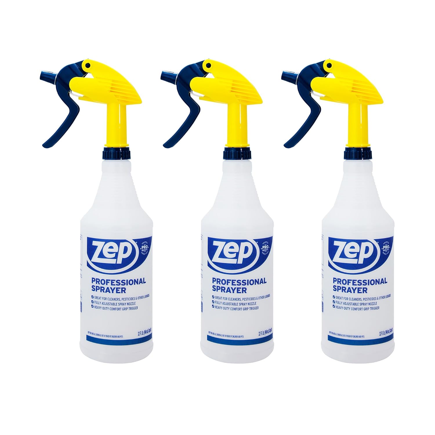 Professional Sprayer Bottle - 32 oz (Pack of 3) - HDPRO1 - Versatile Adjustable Nozzle Spray Bottles with a Fine Mist