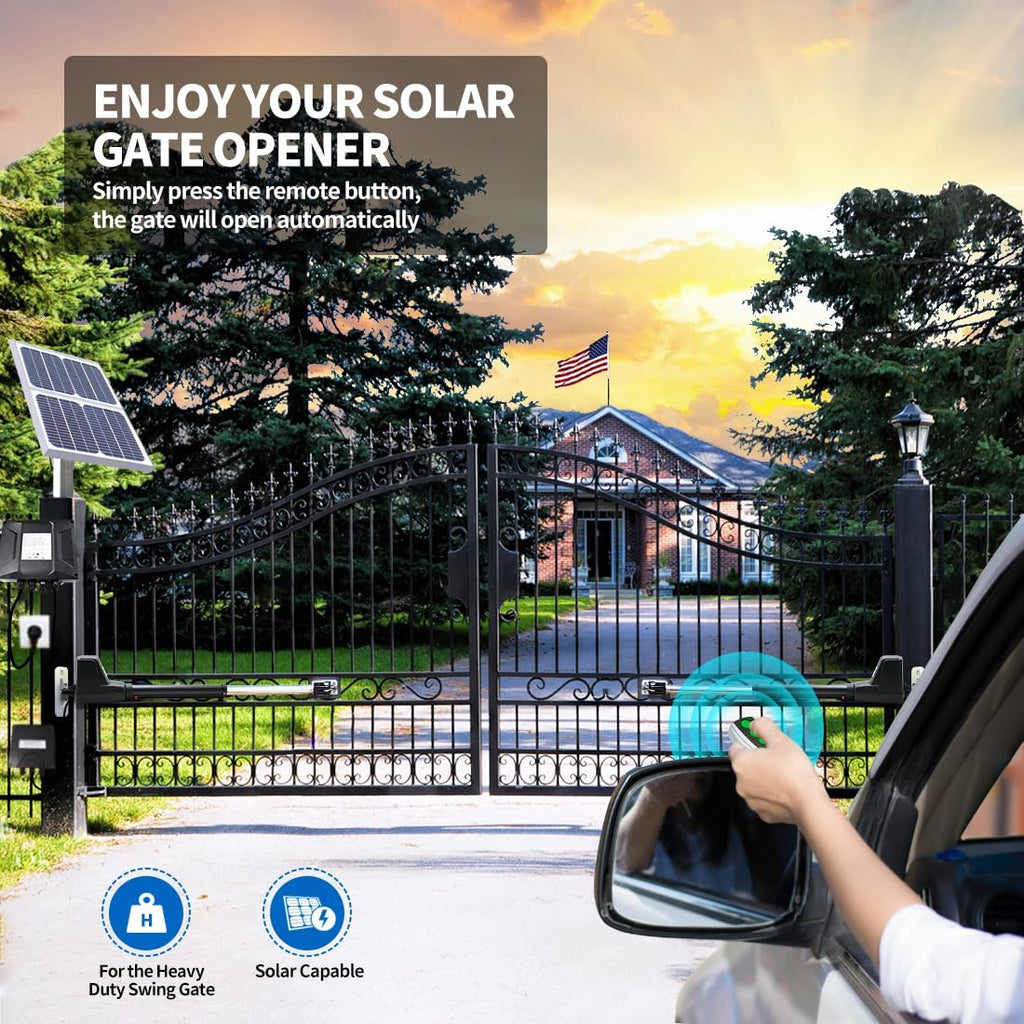 AT12132S Solar Dual Swing Gate Opener Heavy Duty