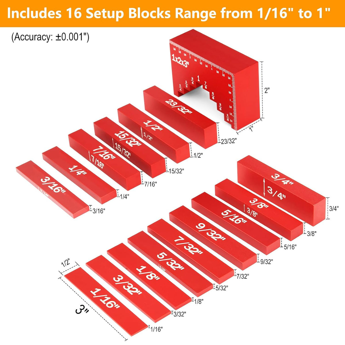 16Pcs Setup Blocks Height Gauge, Router & Table Saw Accessories